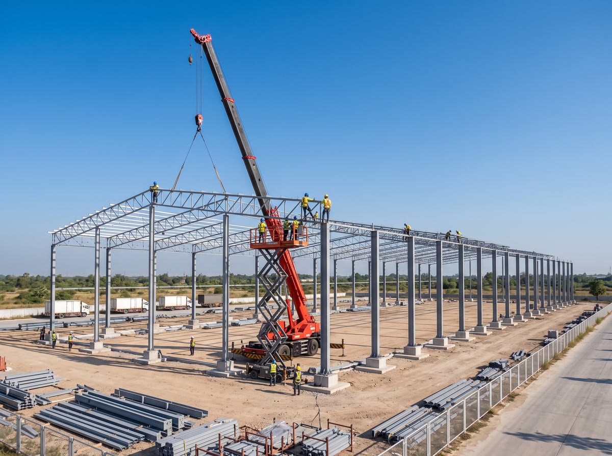 Completed distribution centre in Bang Bua Thong — construction stage