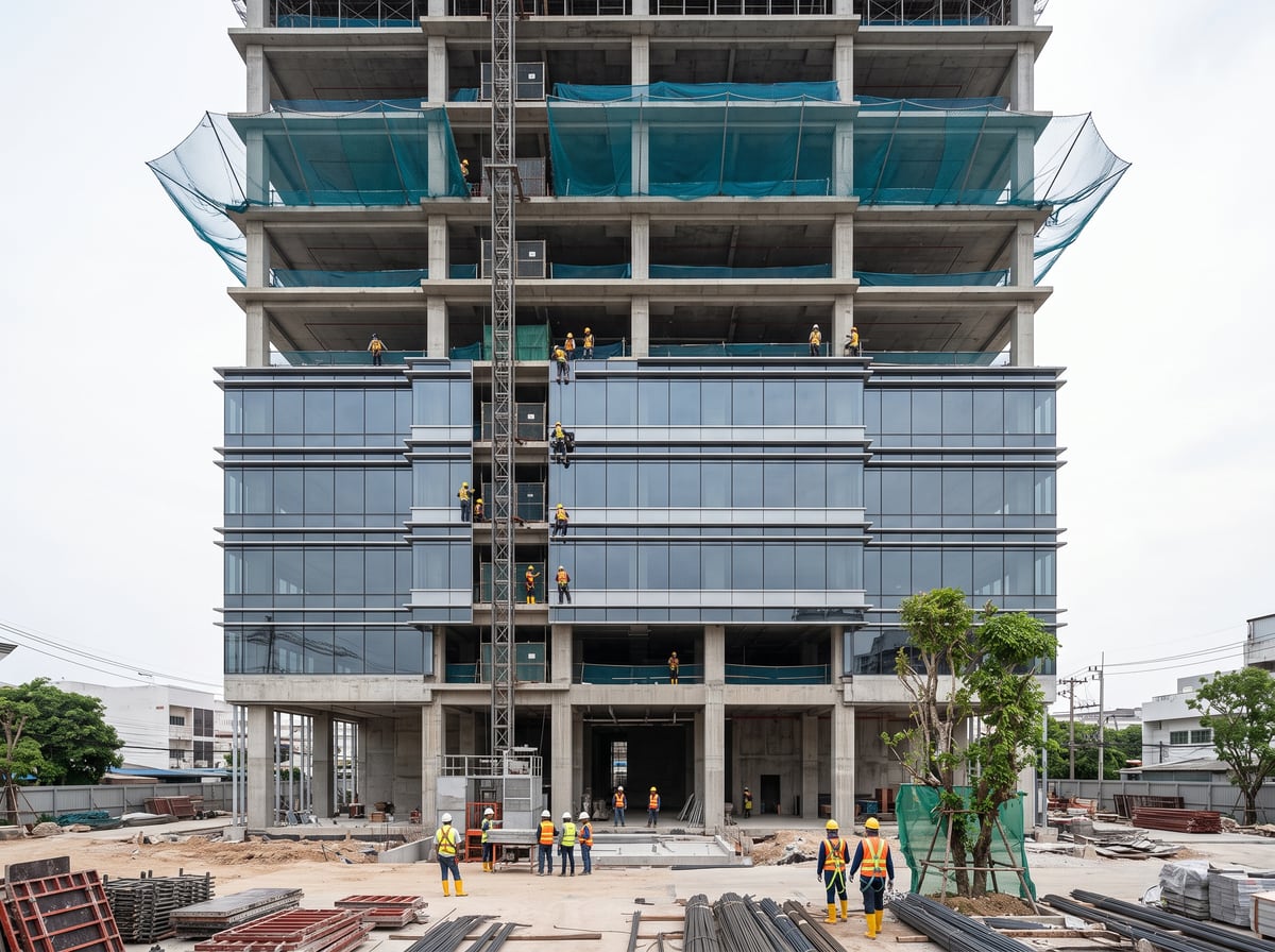 Completed office building in Pak Kret, Nonthaburi — construction stage